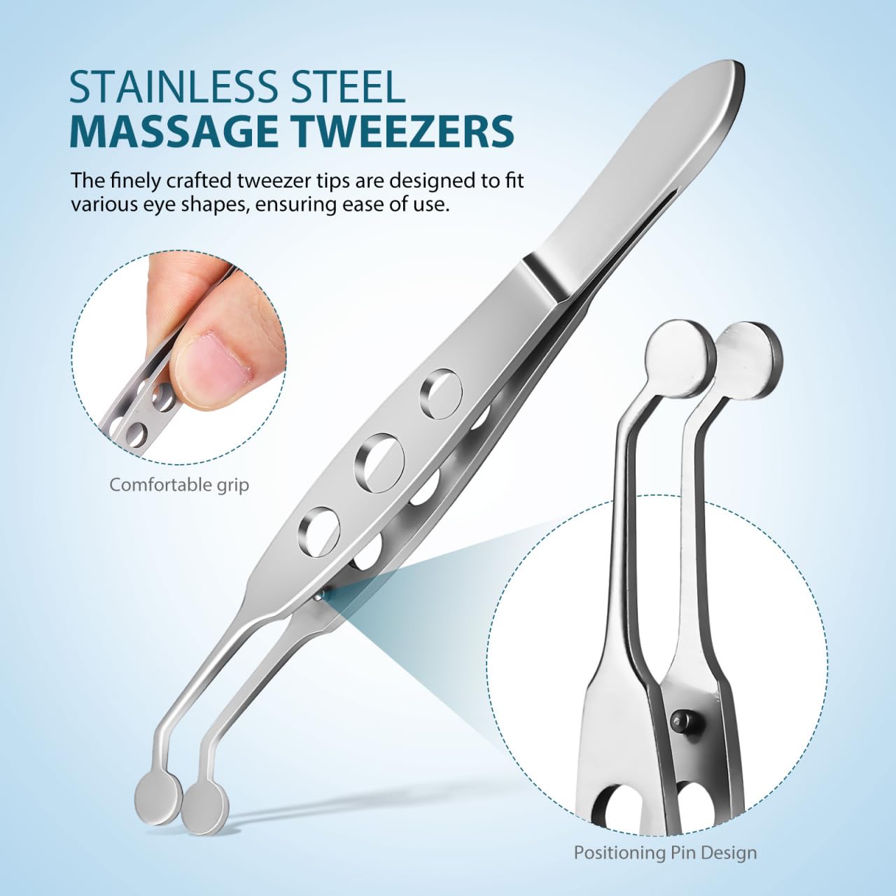 Didiseaon Meibomian Gland Massage Forceps Round Tip Eyelid Tweezers for Clogged Eyelid Gland Relief Eye Stye Remover Tool Precision Design for Eye Bag and Swelling Care