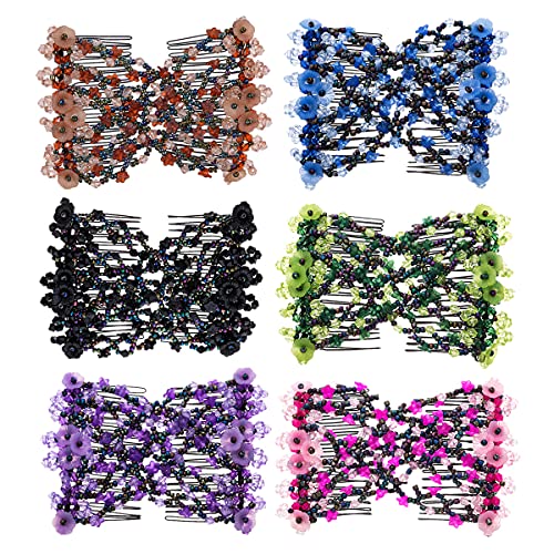 FXBLING 6Pcs Beaded Hair Combs for Women Hair Bun Maker & Styling Accessories