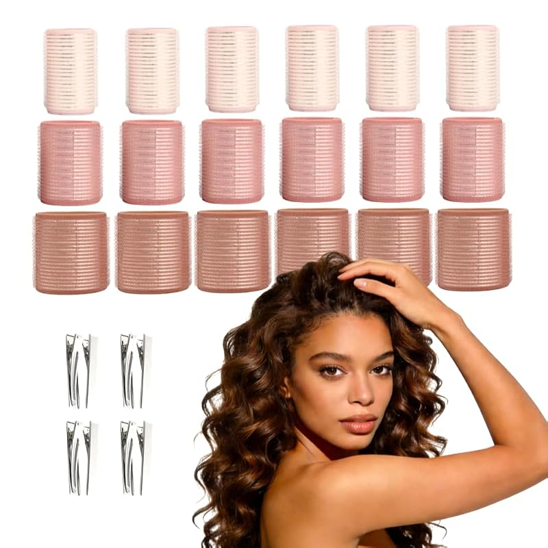 26pcs Ceramic Thermal Hair Rollers Set - Bean Paste Color for Heatless Curls, Waves & Volume