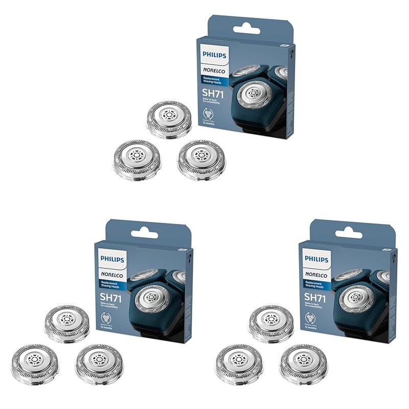 Philips Norelco Genuine SH71/52 Shaving Heads Compatible with Norelco Shaver Series 5000 Angular and 7000,Latest Version for Refreshed RQ12/70,RQ12/60,SH60/70,and SH70/70,(Pack of 3)