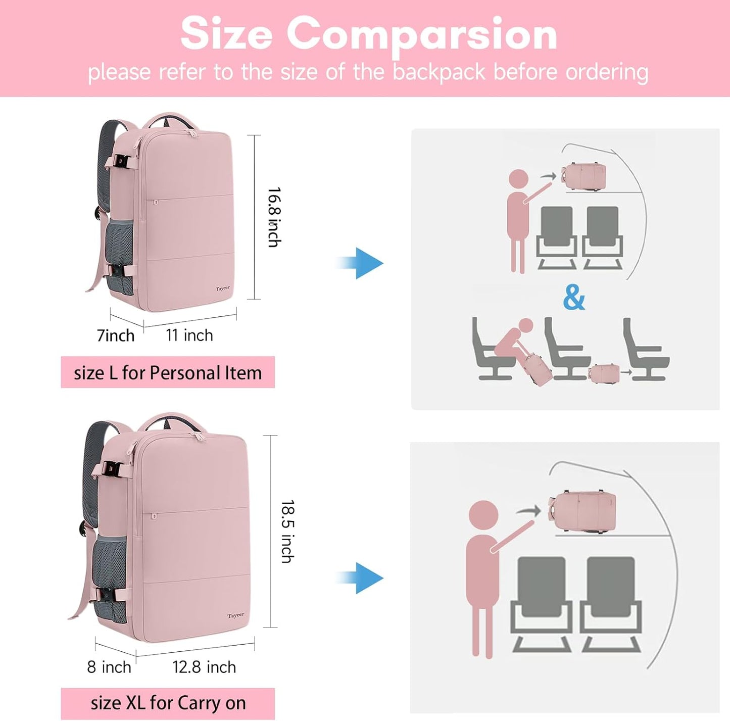 Travel Backpack for Women - TSA-Approved 15.6" Laptop Bag with Water Bottle Pocket & Shoe Pouch | Pink Casual Daypack for Business & Hiking