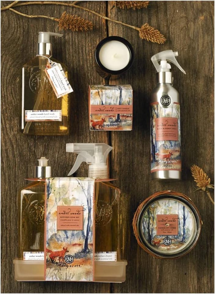 Mangiacotti Amber Woods Liquid Hand Soap - 12 Ounce Plant-Based Hand Wash with Essential Oils