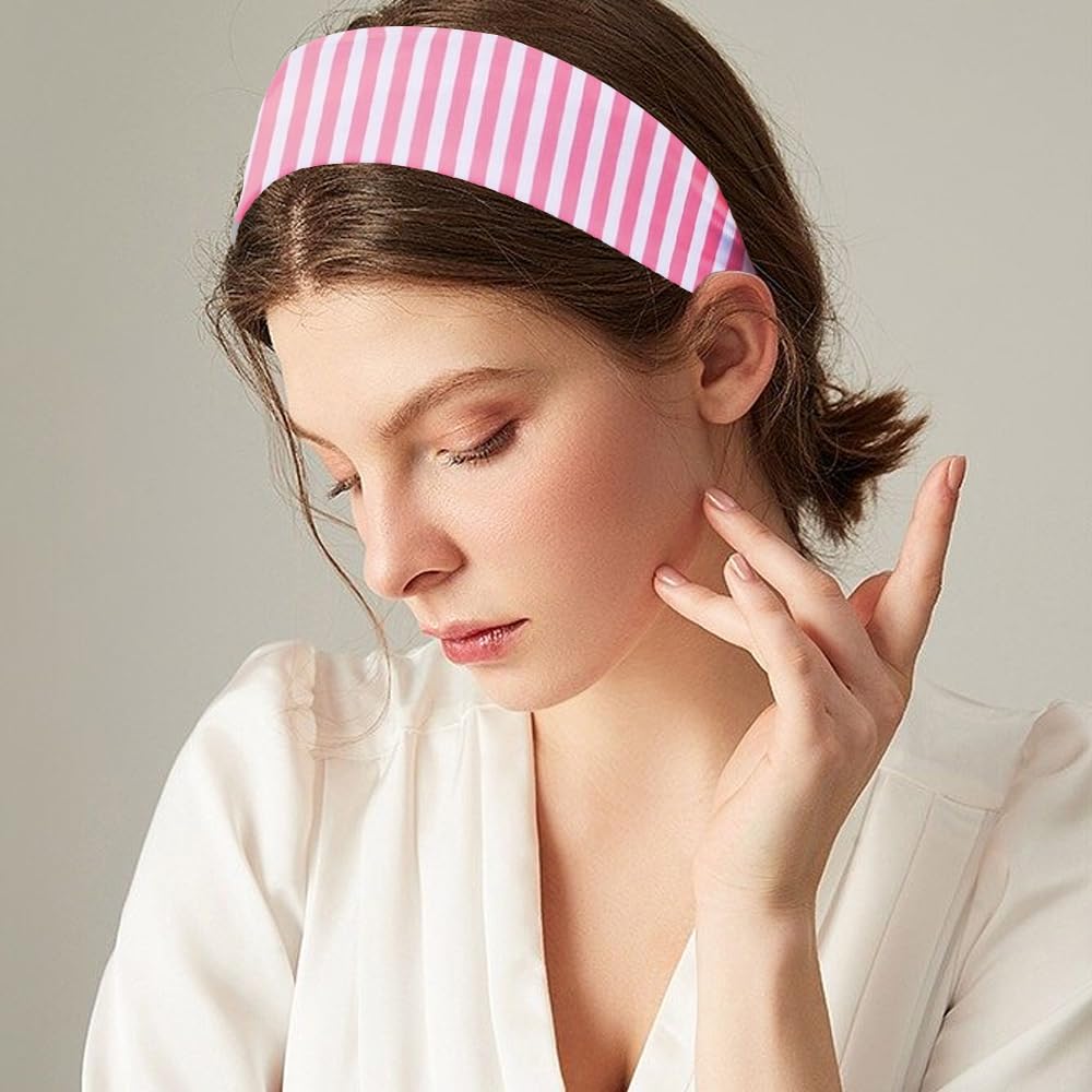 Arvintas 4PCS Striped Headbands for Women - Non-Slip Cotton Cloth Wide Elastic Stretchy Fashion Head Bands, Soft Fabric Hair Accessories for Yoga, Running, Workout