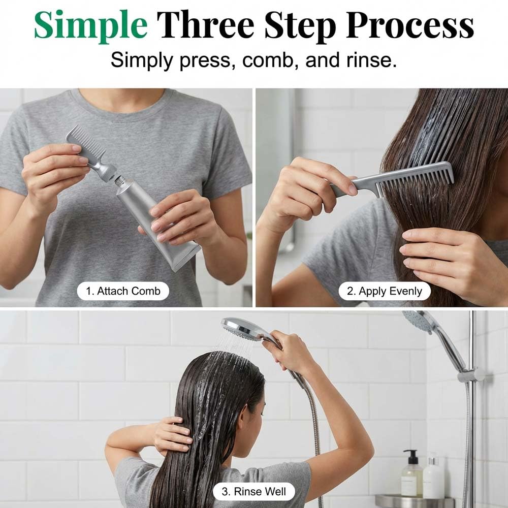 Hair Dye Cream Comb - No Bleach Hair Color for Women & Men | Easy Root Touch-Up for Gray Hair (Black)