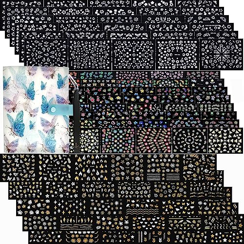 Zoance 102 Sheets Nail Art Stickers & Storage Book Set - 5200+ Designs for DIY Manicure
