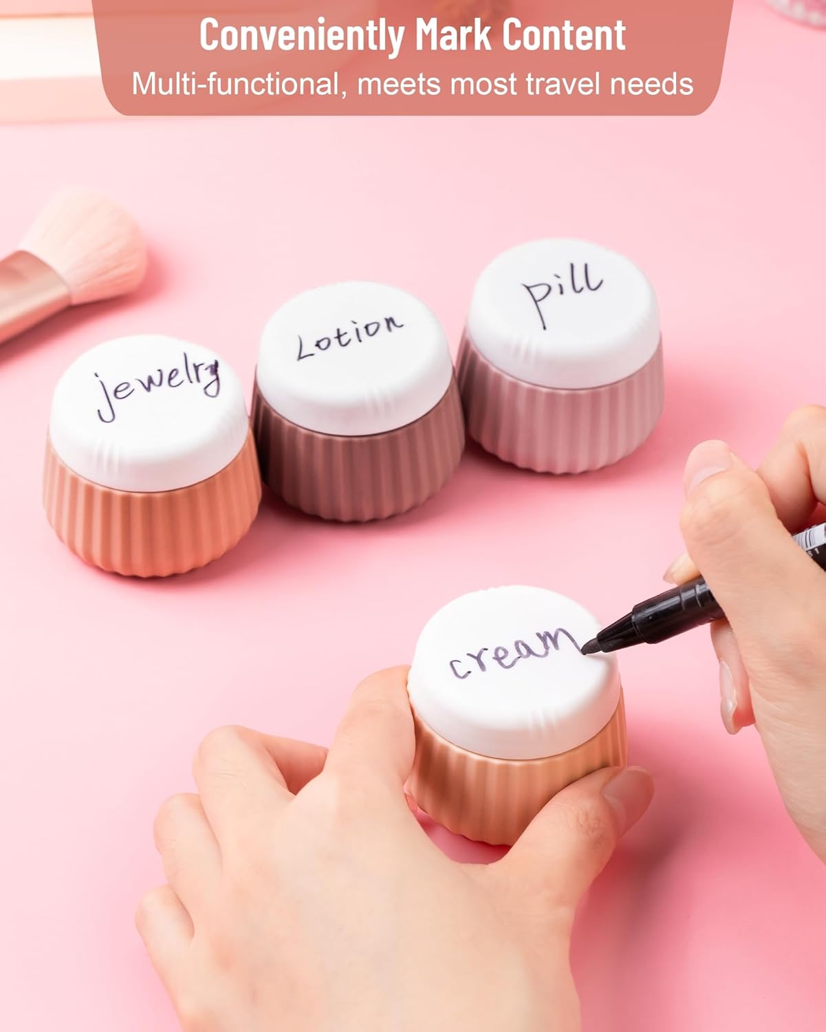 Travel Toiletry Containers - TSA Approved Silicone Jars, Leak-Proof | 4-Pack with Clear Bag