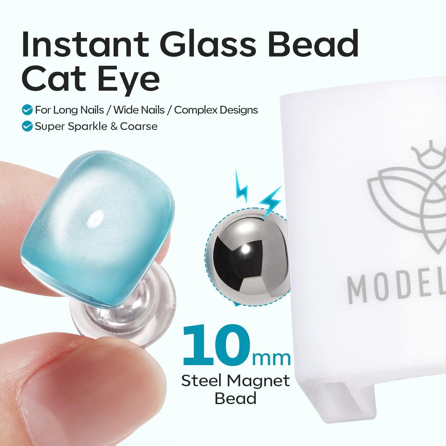 Modelones 5D Automatic Cat Eye Magnet for Nails, 5Pcs Circle Nail Magnet Tool for Cat Eye Gel Polish, 360 Rotating Cat Eye Magnet Tool, U-Shaped&Ball Magnet&Hole&Heart Magnets for Glass Bead Nail Art