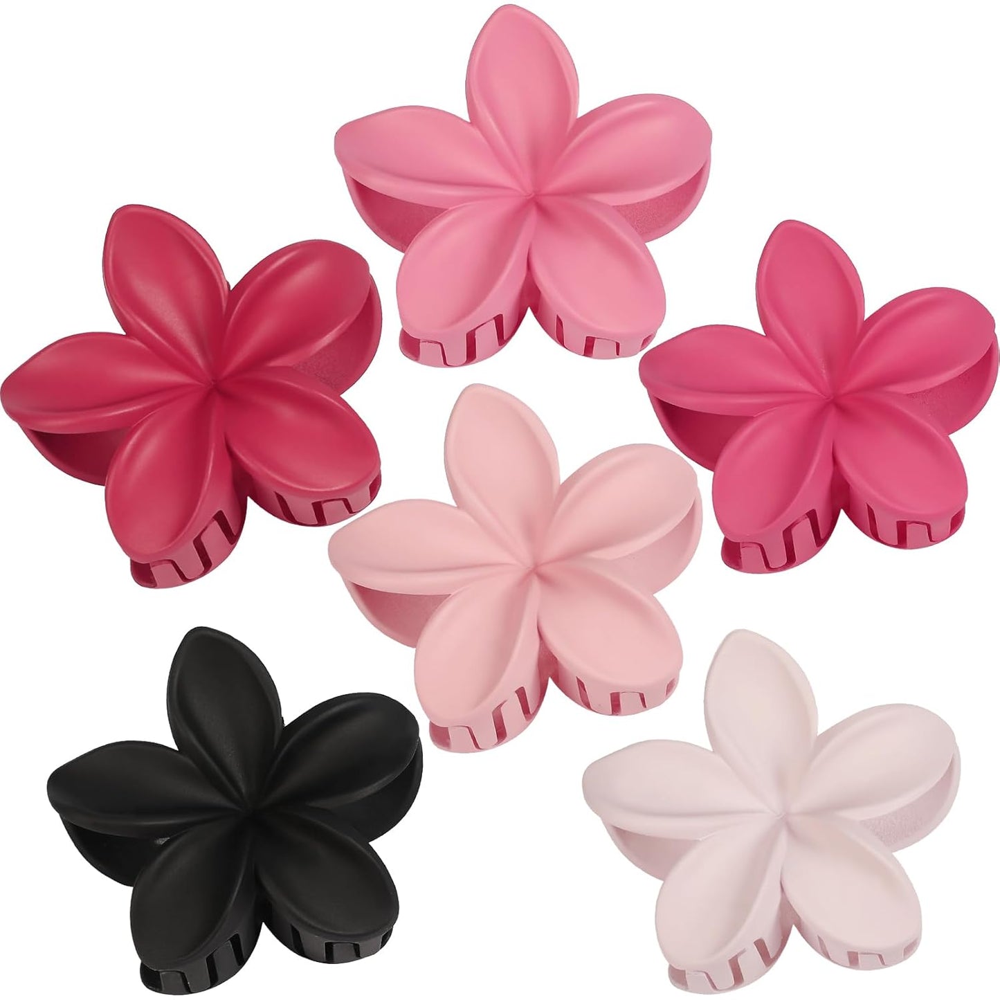 Large Flower Claw Hair Clips - 6 Pcs Hawaiian Style for Thick & Medium Hair | Beach Accessories for Women & Girls