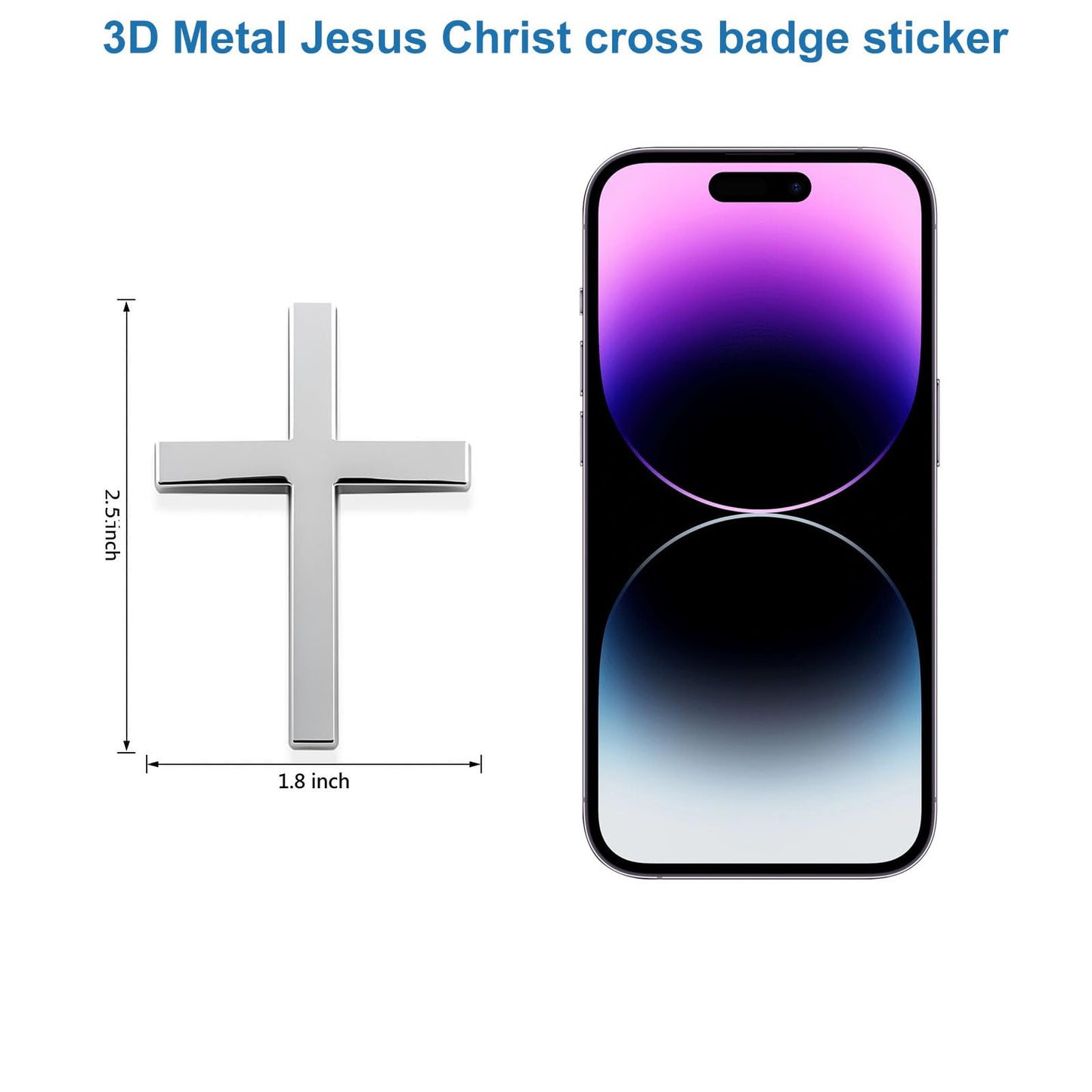 4PCS 3D Metal Jesus Christ Cross Stickers, 2.5"×1.8" Alloy Car Cross Sticker for Vehicles, Self Adhesive Scratch Covering Car Accessories Decals for Trunk Tailgate Side Decoration