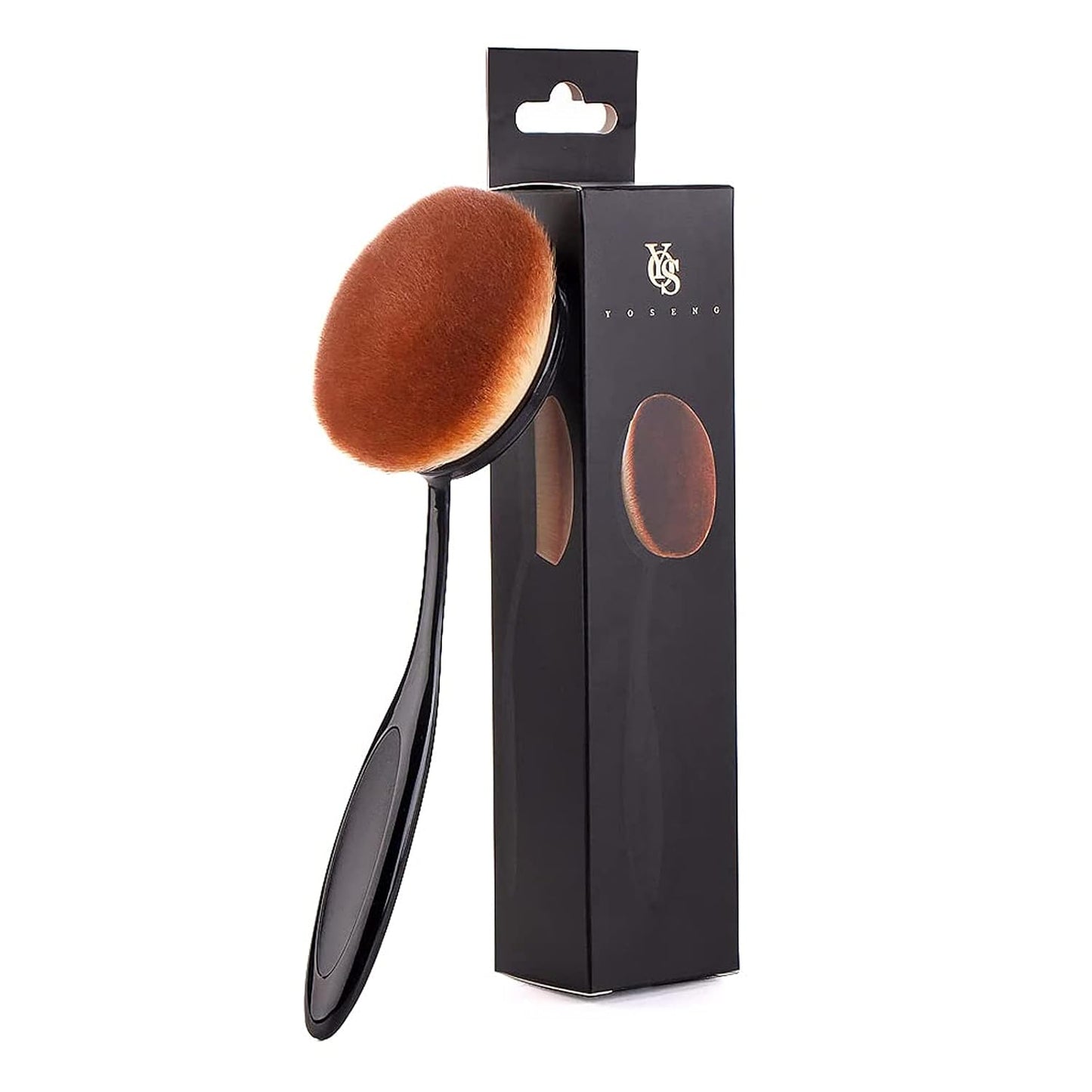 Oval Foundation Brush - Large Toothbrush Design for Flawless Liquid & Cream Application | All Black