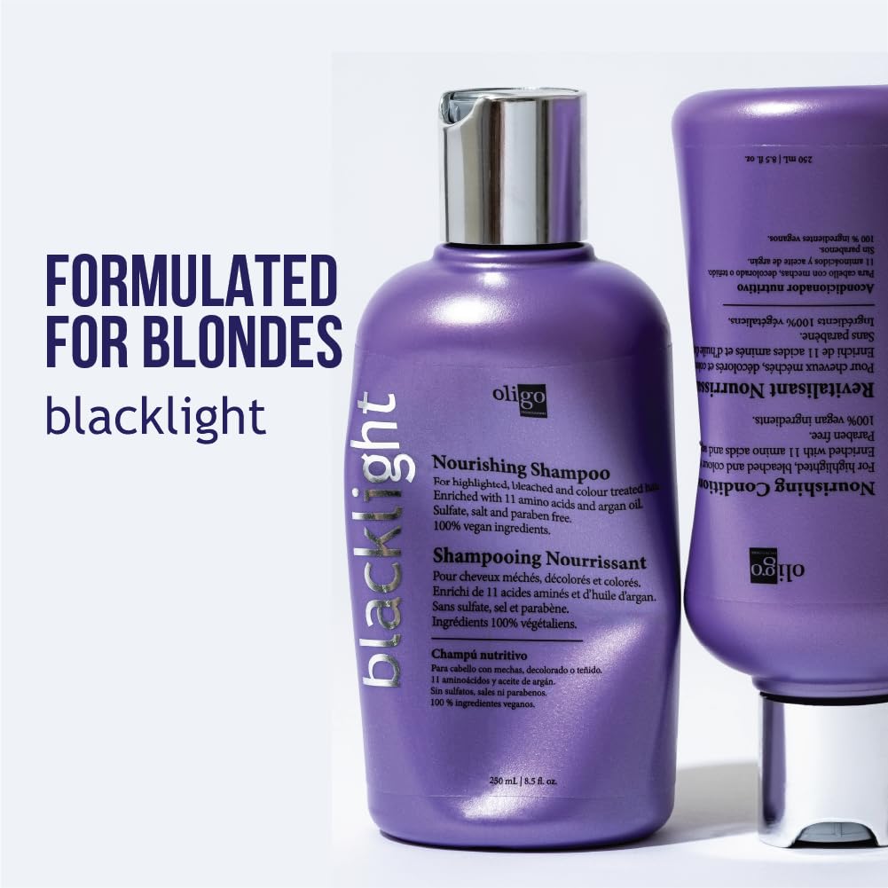 Oligo Professionnel Blacklight Nourishing Shampoo & Conditioner Duo - Sulfate-Free, Vegan, Hydrating with Argan Oil - 8.5 oz