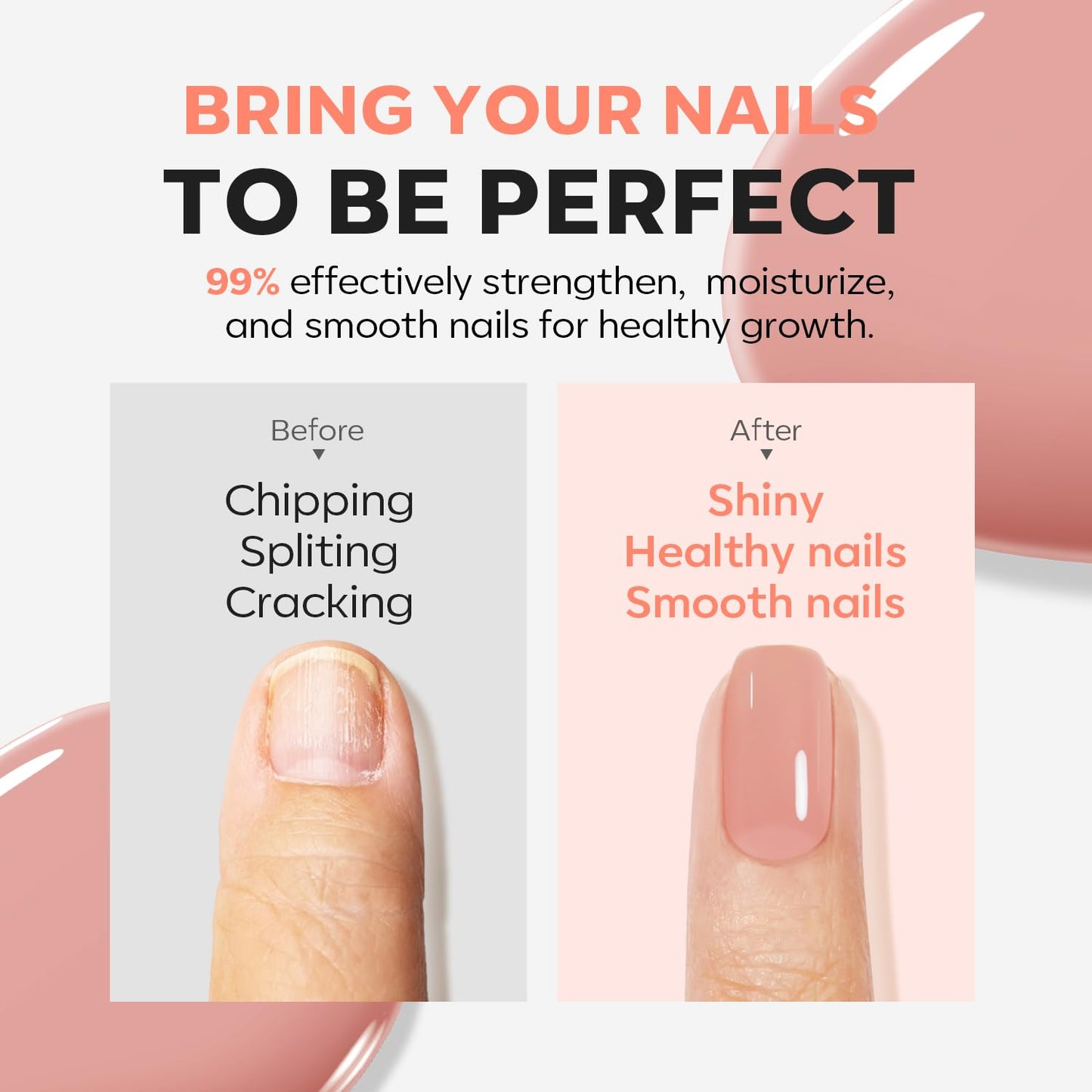 Nail Strengthener & Growth Hardener - Extra Strong Repair Polish for Damaged Nails | 15ml Nude Color