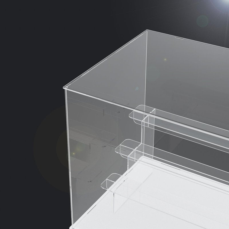 Nynelly 4 Tier Clear Acrylic Display Case Stand Assemble Countertop Showcase Dustproof Display Box for Minifigures,Funko Pop Collectibles Toys,White,12.4" L x 9.5" W x 11.6" H