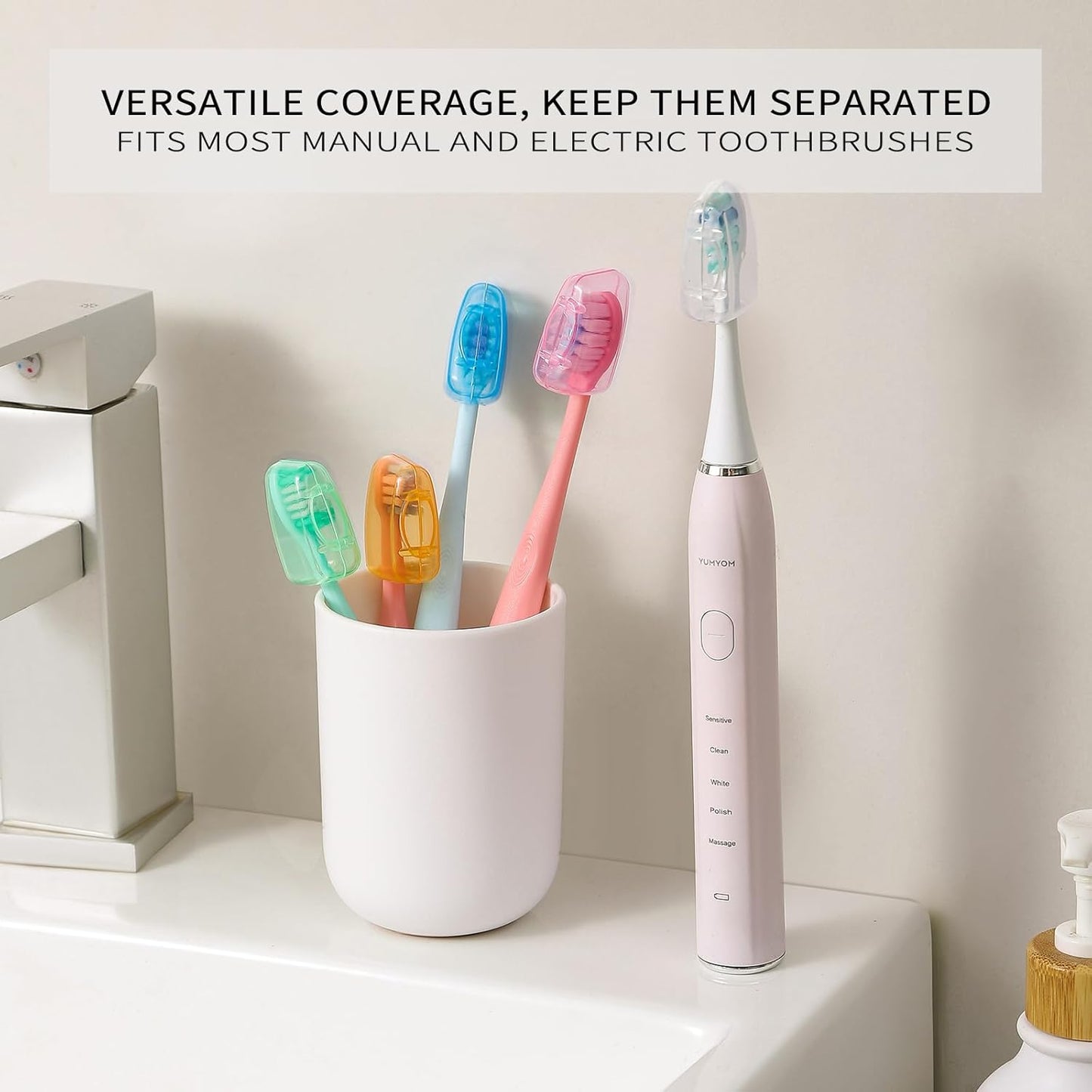 Toothbrush Covers - 100 Pack Universal Fit for Electric & Manual Brushes | Reusable Travel & Home Protectors - Multicolor