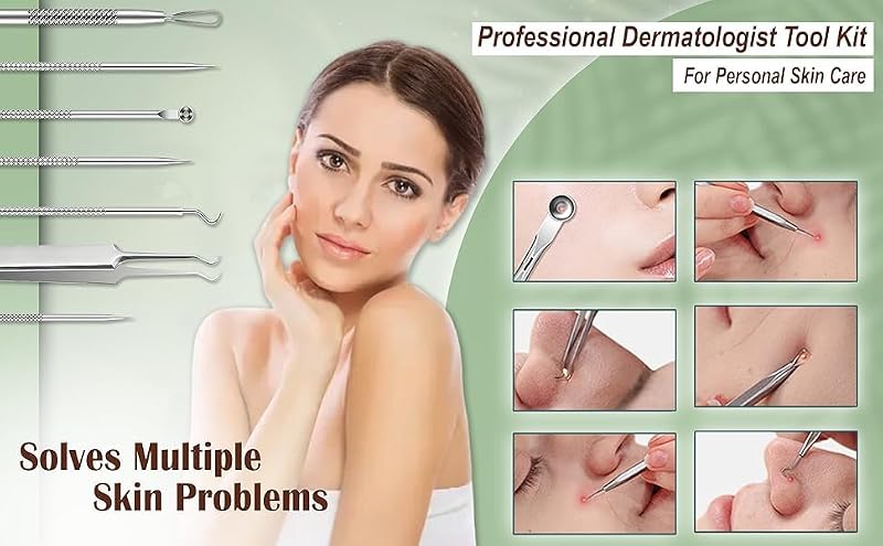 Professional Stainless Steel Blackhead Remover Kit for Acne & Blemish Care