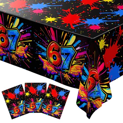 Paint Splatter Table Covers - Pack of 3, 54"x108" - Perfect for 67 Birthday Party Decorations