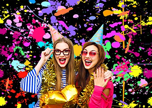 7x5FT Glow in The Dark Birthday Backdrop - Colorful Graffiti Design