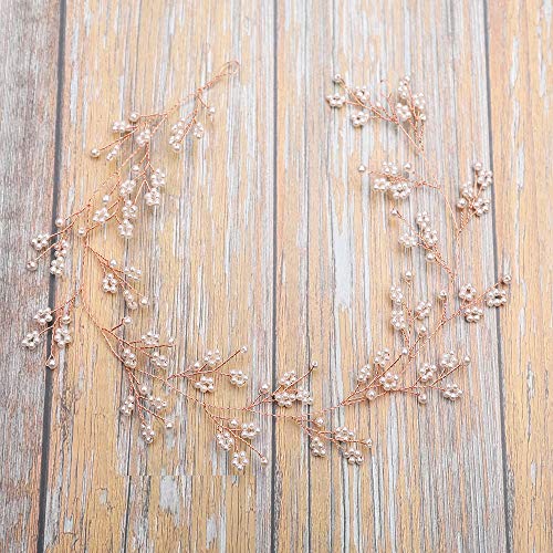 Rose Gold Baby's Breath Hair Vine - Bridal Hairpiece & Accessories