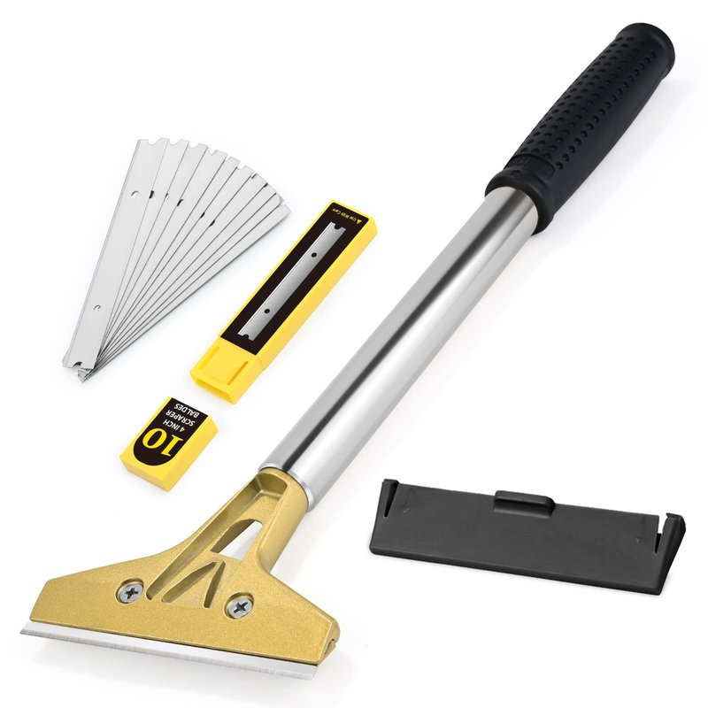 EHDIS Flat Top Grill Scraper Razor BladeGlass Scraper Tool, 4 Inch Metal Blade Kitchen Scraper for Cleaning Griddle & Flat Top Grill for Diner, Bar, Hotel, Restaurant