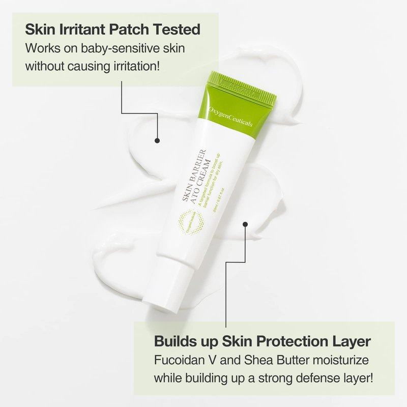 OxygenCeuticals Skin Barrier Ato Cream – Protective Cream with Fucoidan V, Shea Butter & Centella Asiatica, Strengthen Skin Barrier & Soothe Sensitive Skin. 0.67 fl.oz (20ml)