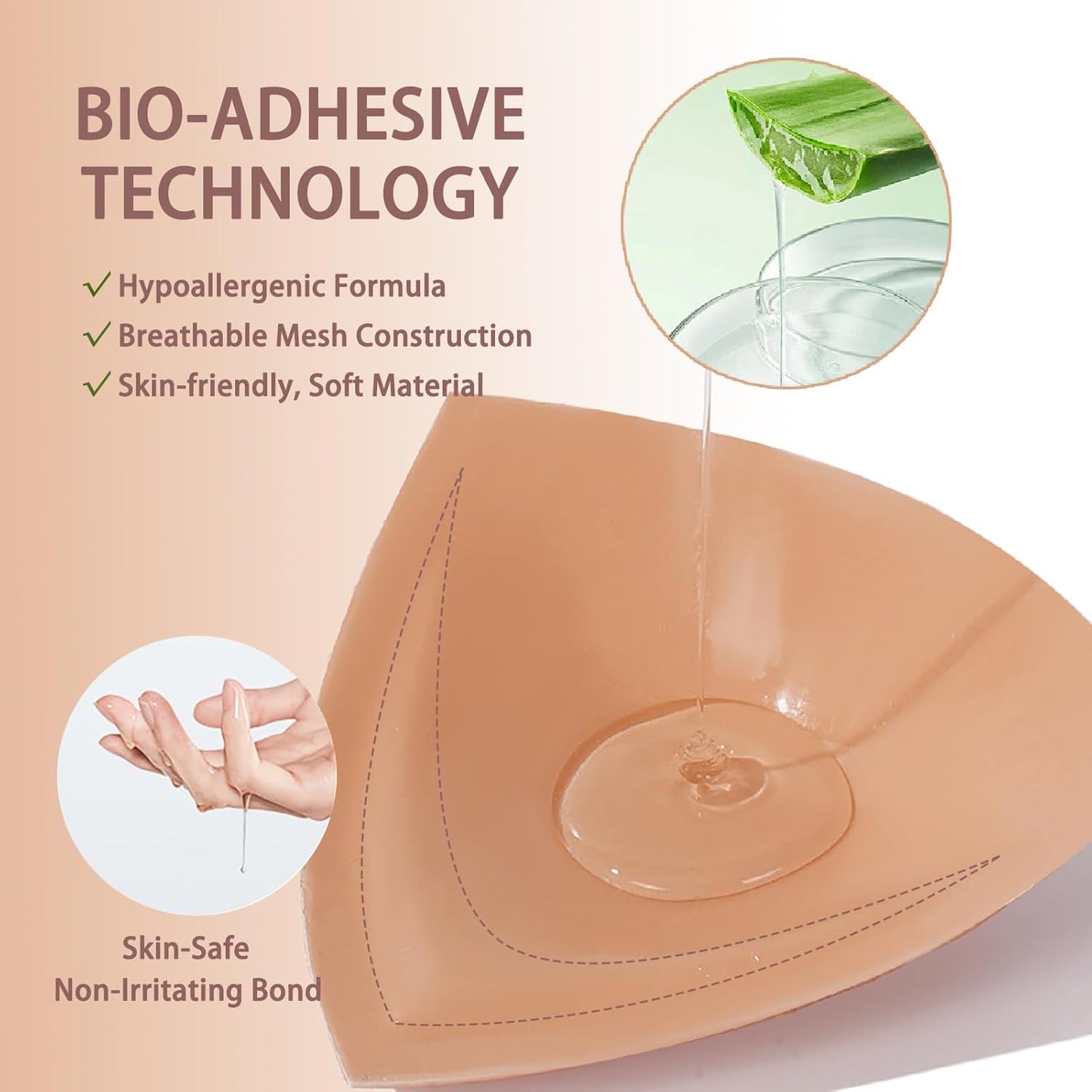 Double-Sided Sticky Bra Inserts - Lightly Padded Push-Up Adhesive for Large Busts | Reusable & Invisible Design