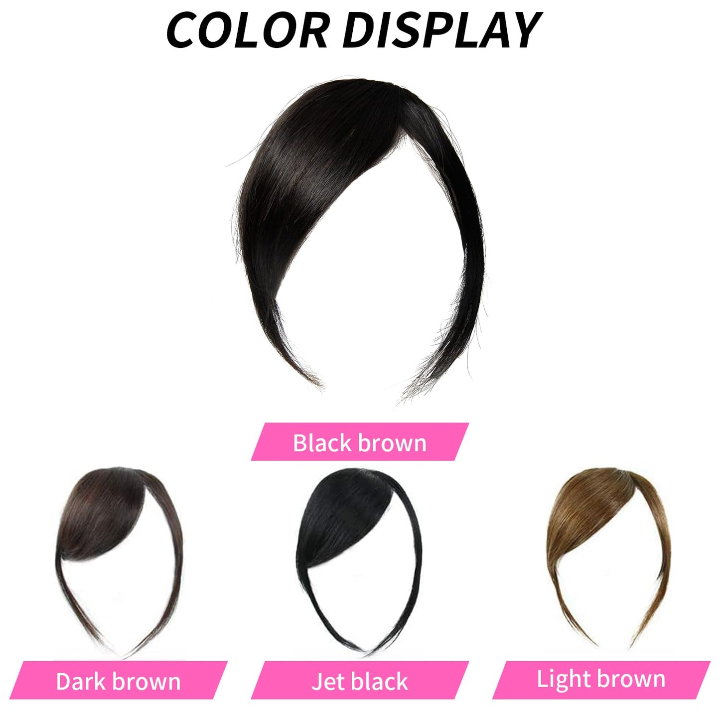 Dsoar Thick Side Bang Clip in Bangs Real Human Hair Bang Natural Clip on Side Bangs Straight Fringe Hair Extensions(Natural Color,with Temples)