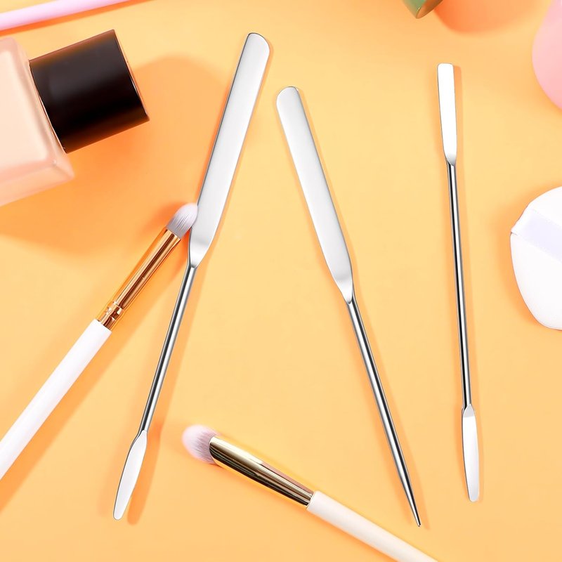 Makeup Spatula Set - 3 Stainless Steel Spatulas for Even Foundation Application | Double-Edged Mixing Tool