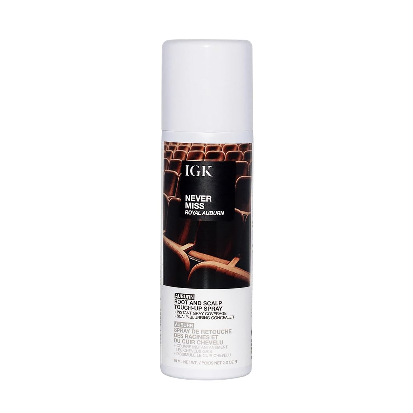 IGK Never Miss Root & Scalp Touch-Up Spray - Auburn Gray Coverage, Sweat-Resistant & Waterproof, 2.0 oz