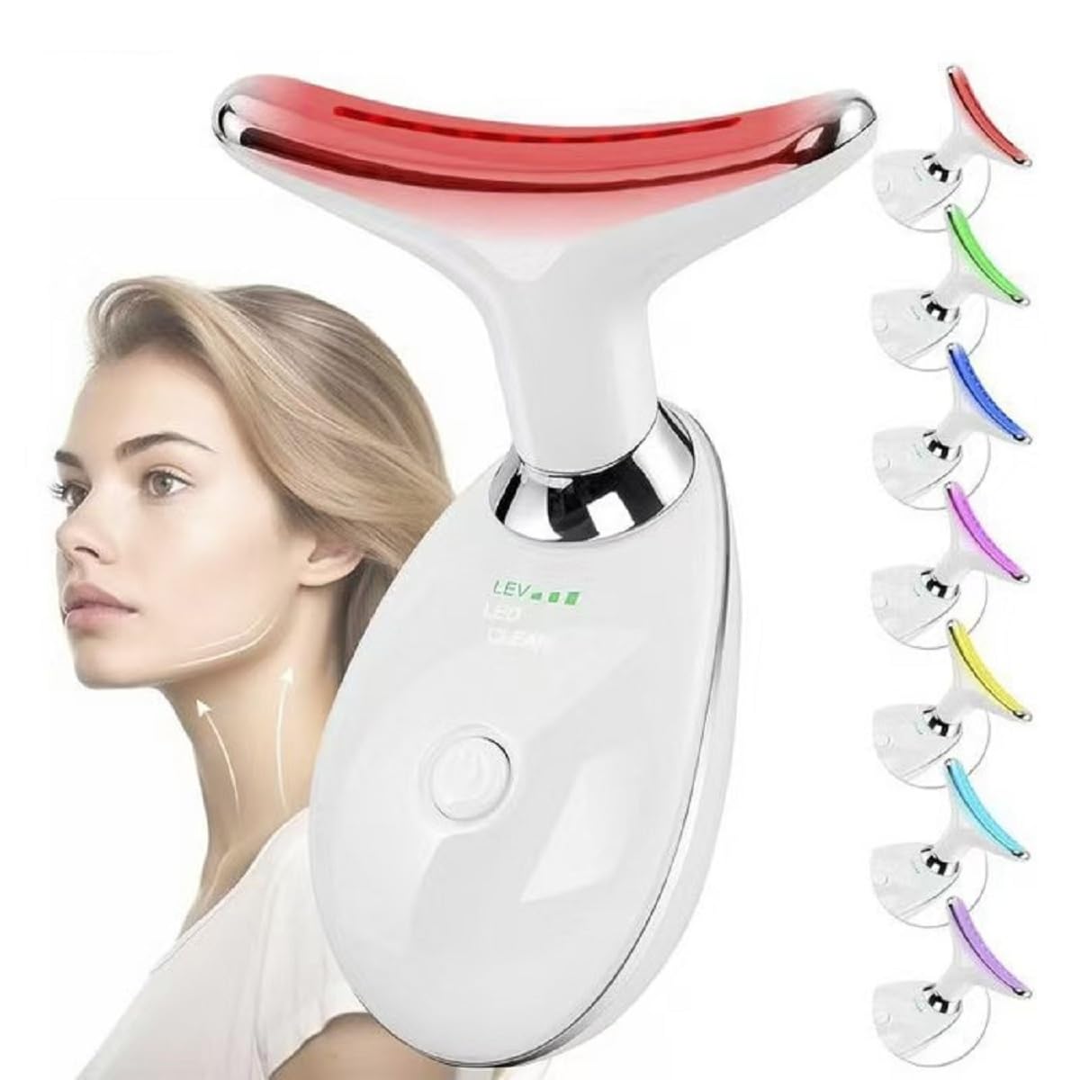 Harry Williams 7-in-1 Face Massager Tool with 7 Color LED Light Therapy, Microcurrent Technology for Skin Firming, Wrinkle Reduction, Double Chin Treatment, Face and Neck Massage Device (White)