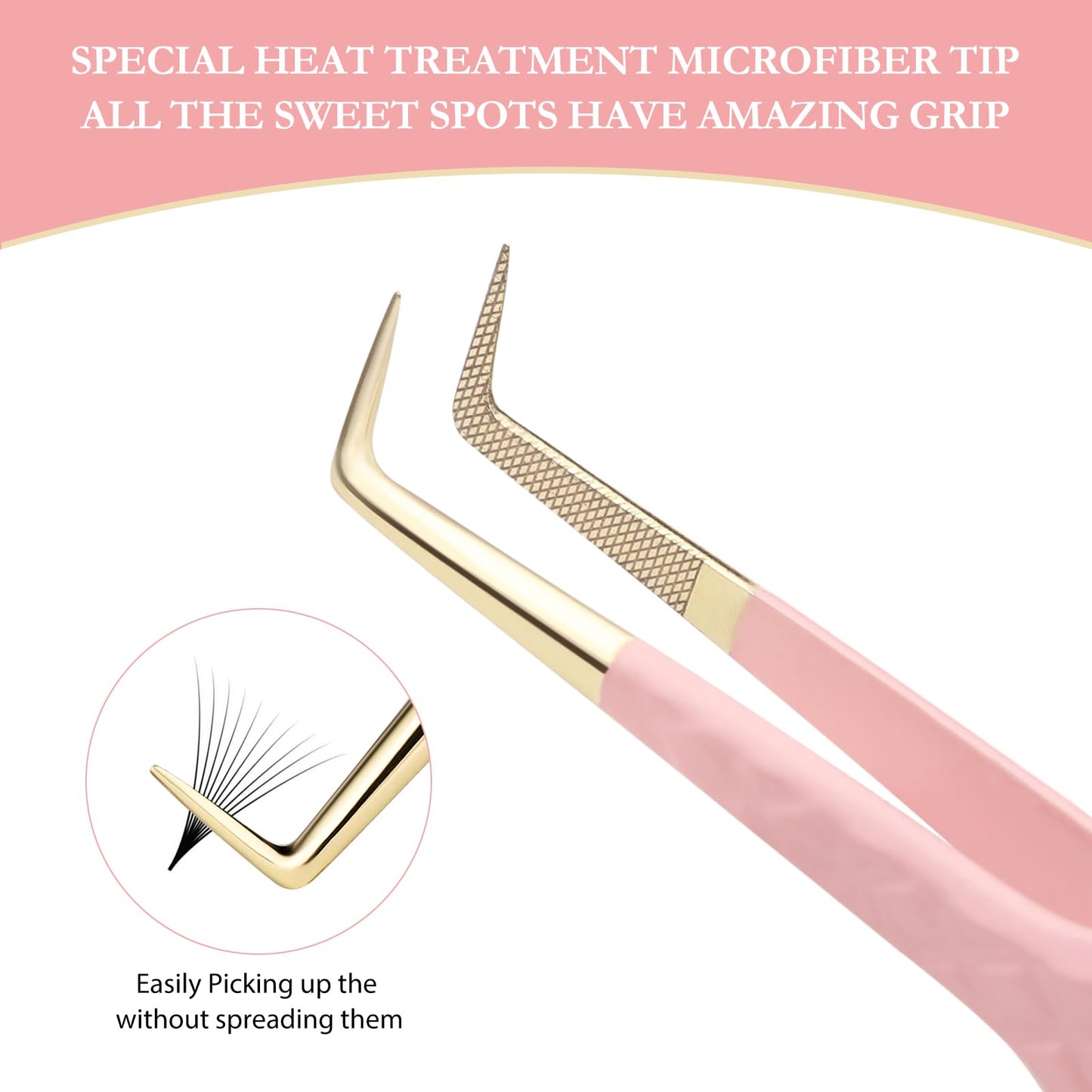 Oranllow Lash Tweezers Set for Eyelash Extensions - 3 Precision Fiber Tip Diamond Grip, Volume,L-shape Boot, 90 Degree Lash Tweezers for Volume Classic Lashes Premade Fans (3)