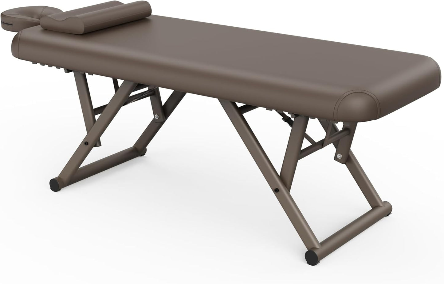 Adjustable Massage Table - Manual Height & Backrest Control, Face Pillow & Headrest | Brown Spa Treatment Bed