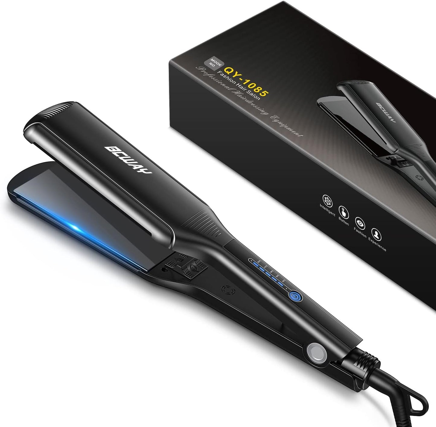 Professional Hair Straightener - Extra-Large 2.16'' Titanium Flat Iron | 30s Instant Heat, Anti-Static, 5 Adjustable Settings for All Hair Types