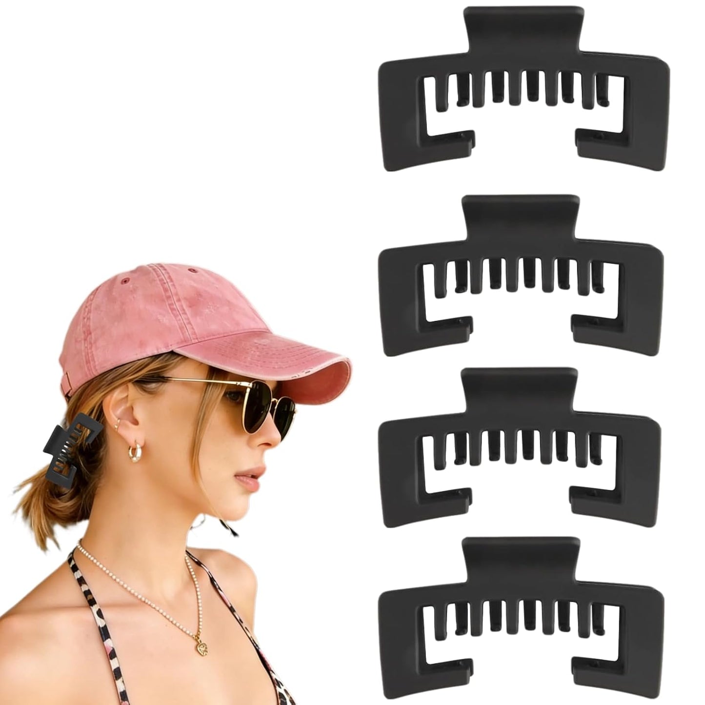 Women’s Baseball Cap Claw Clip - Stylish Hair Accessory for Sports | Black