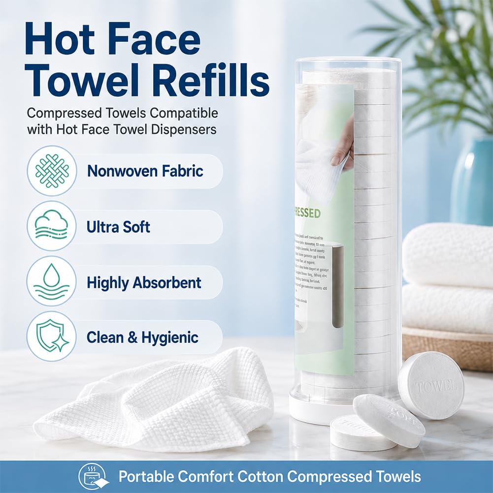 Compressed Face Towels - Portable Cotton Towels for Spa & Travel | 180 Pcs Option
