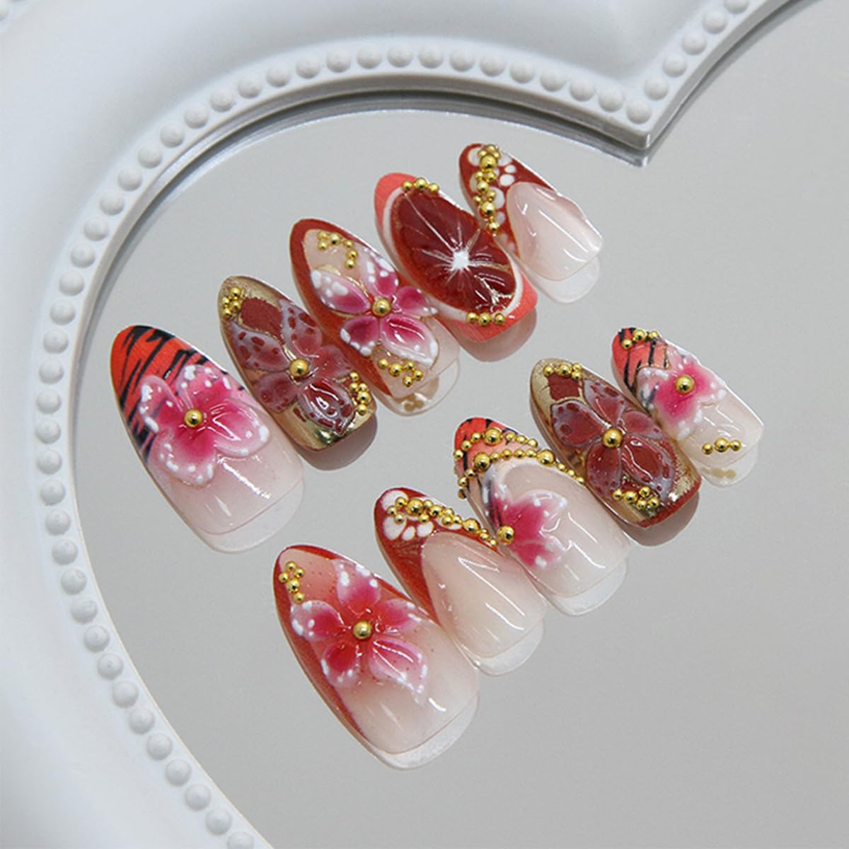LRKNNO Short Almond Press on Nails Nude Ombre Fake Nails Glossy Full Cover Glue on Nails Reusable Acrylic False Nails Natural French Stick On Nails Kit for Women Daily Wear Manicure 24Pcs