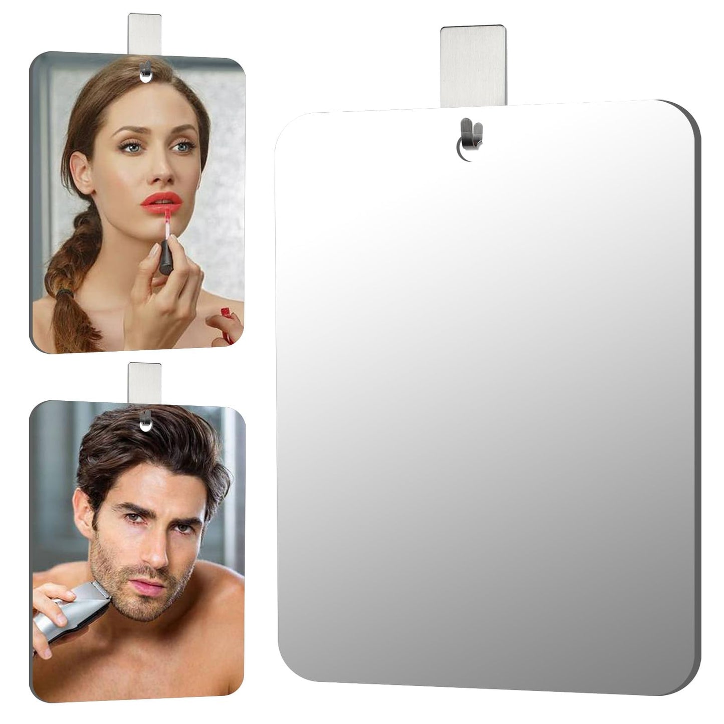 JEIAKONJI Shower Mirror for Shaving, Shower Mirror for Shaving Men(9.8 x 7.8 Inch); Small Wall Mirrors for Showers, Shatterproof Plexiglass Makeup Mirrior, Travel Camping Showers Mirrors