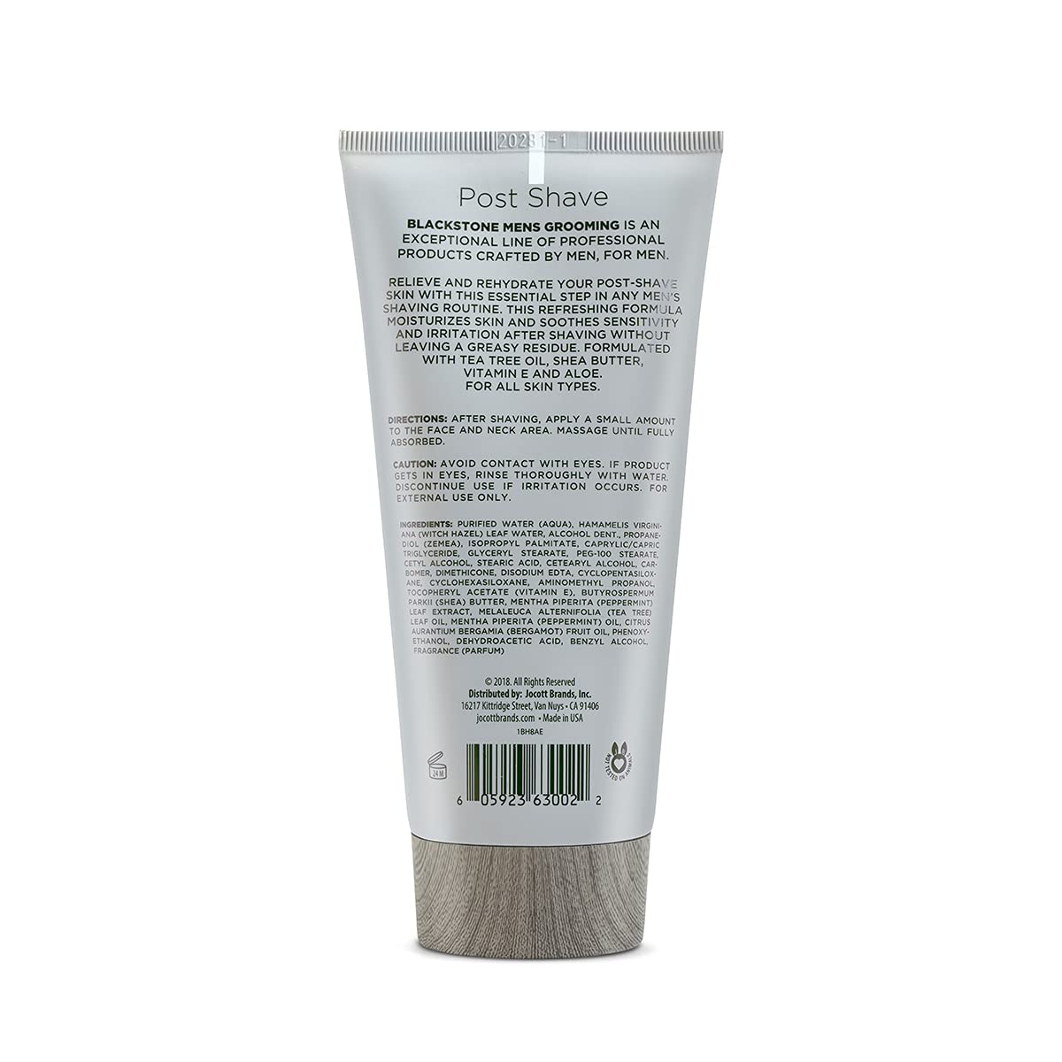 Blackstone Men's Grooming Post Shave Moisturizer with Tea Tree Oil, Shea Butter, Vitamin E, & Aloe | Soothing Cooling Balm | & Paraben Free | Sandalwood (6 oz)