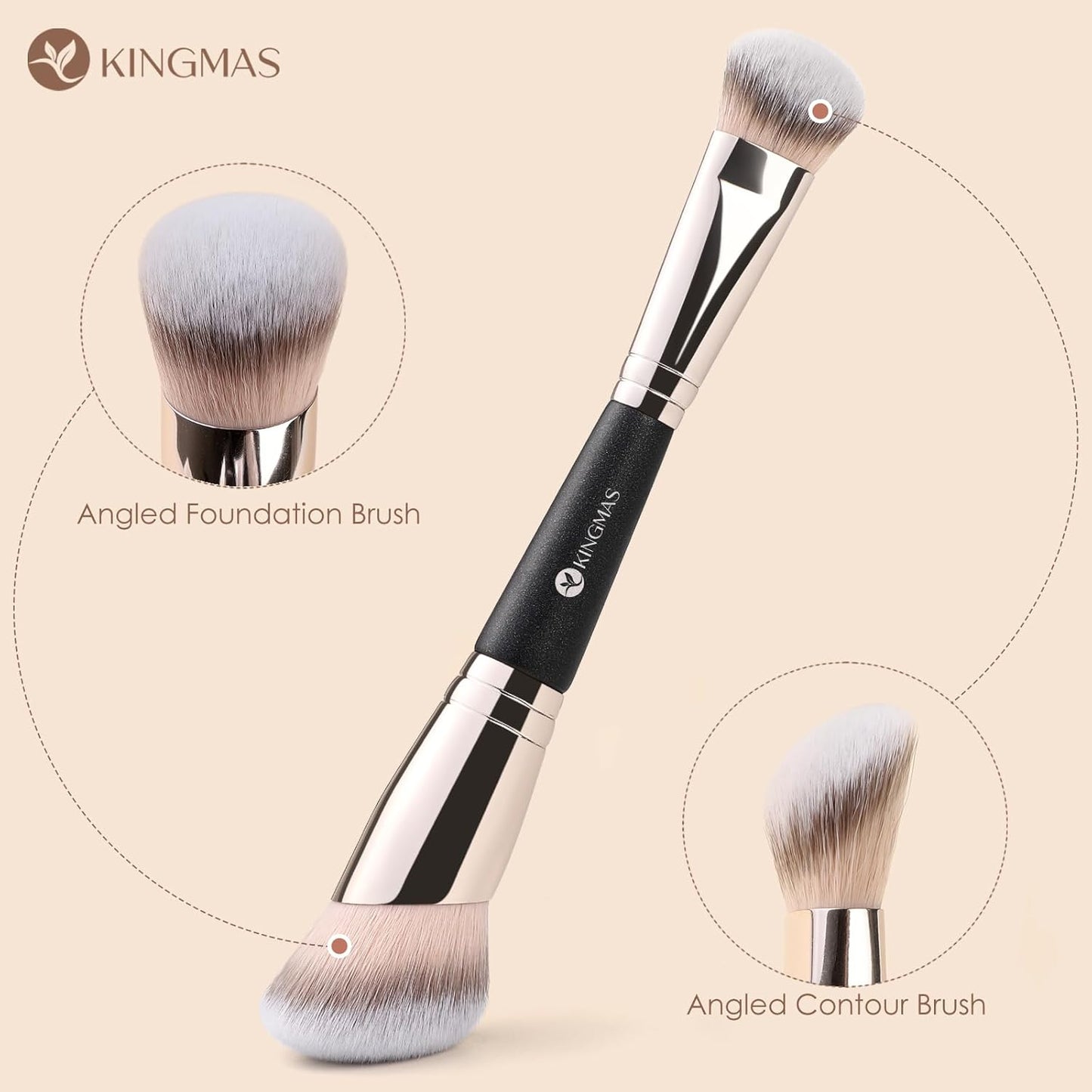 Foundation Concealer Brushes Set - 2PCS Dual Ended Makeup Brushes for Powder & Liquid Contouring | Blending & Bronzing