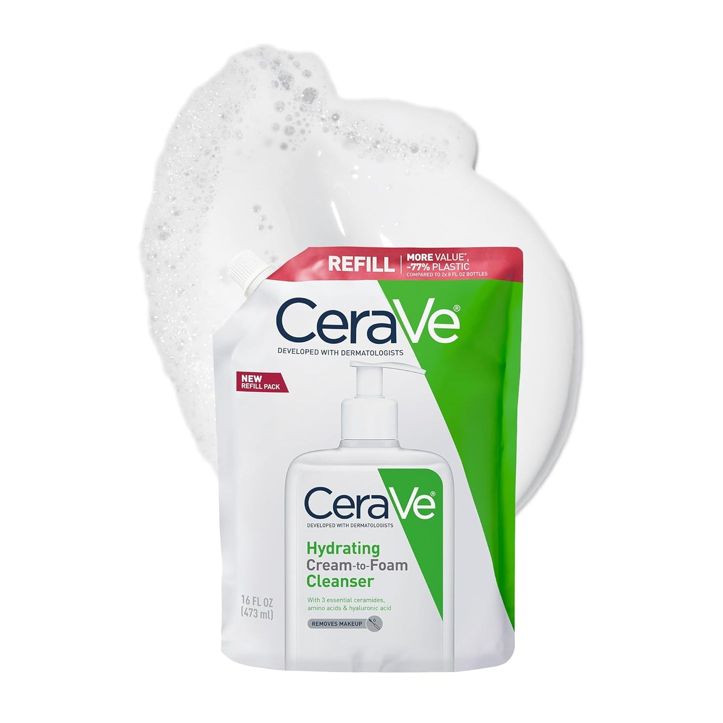 CeraVe Hydrating Foaming Cleanser - Makeup Remover for Dry Skin | 19 Fl Oz, Fragrance-Free, Non-Comedogenic