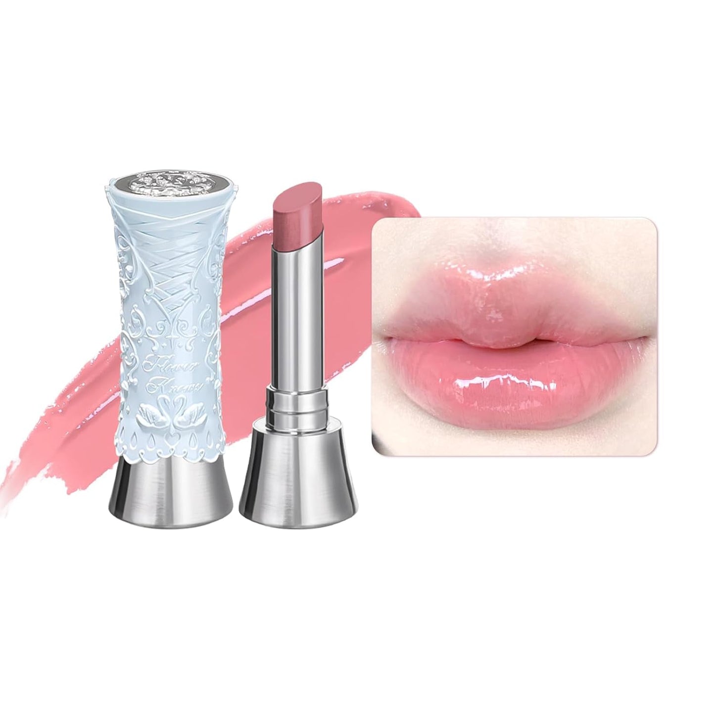 Swan Ballet Shine Lipstick - Hydrating Nude Peach Tinted Lip Balm for Long-Lasting Moisture | B03 Sweet Heart