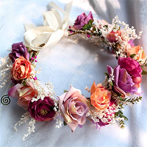 YAZILIND Adjustable Flower Headband Hair Wreath - Silk Floral Crown (1-Color)