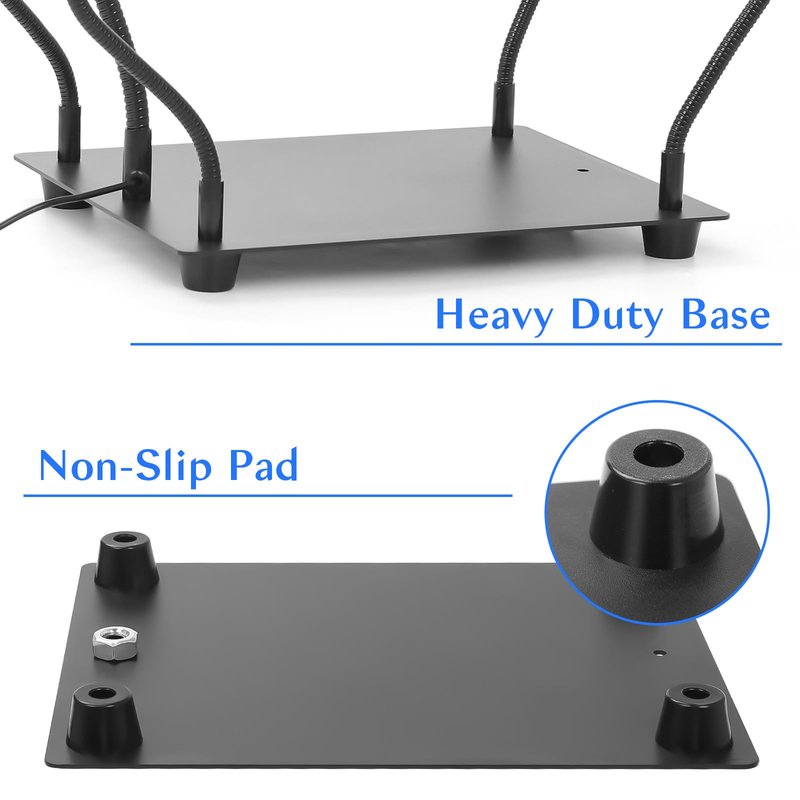 NZQXJXZ Helping Hands Soldering Station with 3X Magnifying Glass and Light, Soldering Holder Metal Circuit Board Holder 4 Flexible Metal Arms Magnetic Helping Hand for Soldering, Assembly, Repair