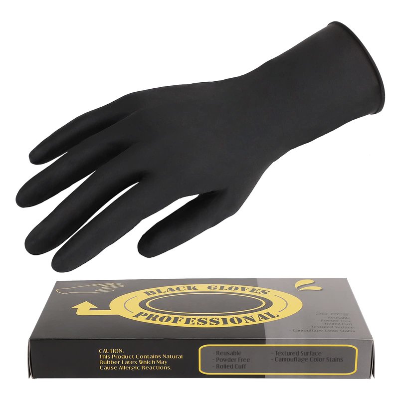 Segbeauty Powder Free Gloves, 12 INCH Black Thickened Prolonged Reusable Gloves Small, 12 Counts Non-Latex Washable Glove Home Kitchen Cleaning Glove Hair Dye Accessories Pedicure Supplies Tools