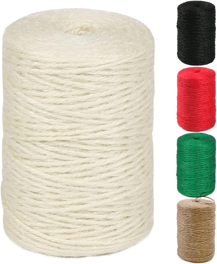 Natural Jute Twine - 600 Feet Craft String for Gift Wrapping, Gardening & Macrame | Brown 2mm