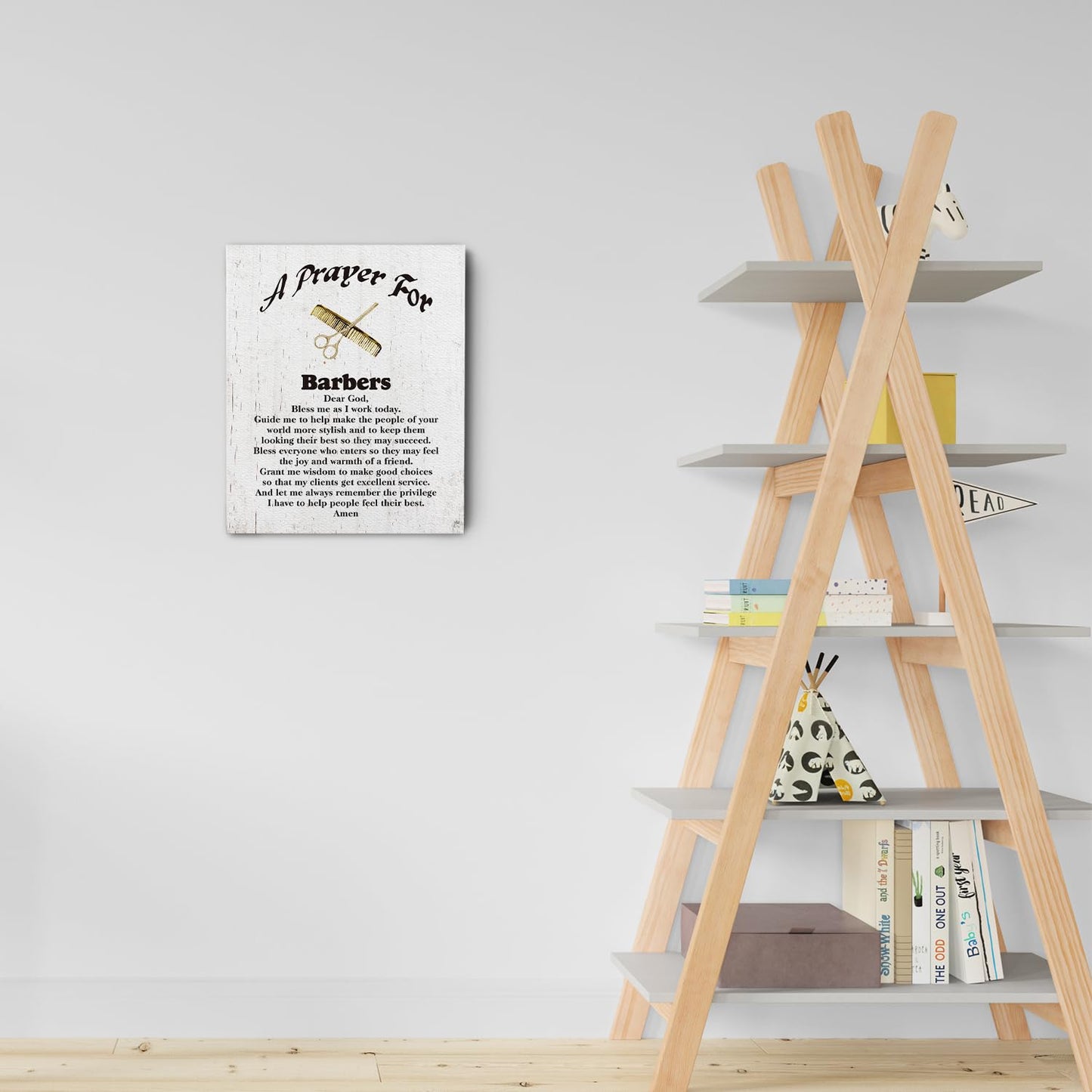 Ryeolo A Prayer For Barbers Wall Art Prints, Barber Shop Canvas Prints Wall Art, Barber Wall Decor 11X15 Inches, Barbershop Decor,Barber Gifts For Men, Barber Gifts