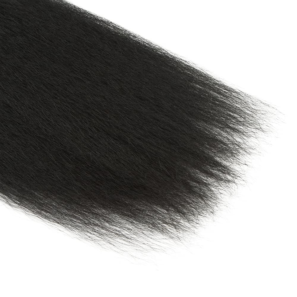26 28 30 Inch Yaki Straight Bundles Human Hair Bundles #1B Natural Black Color Kinky Straight 3 Bundles Unprocessed Brazilian Virgin Weave Hair Extensions 50 Gram Per Bundle for Black Women