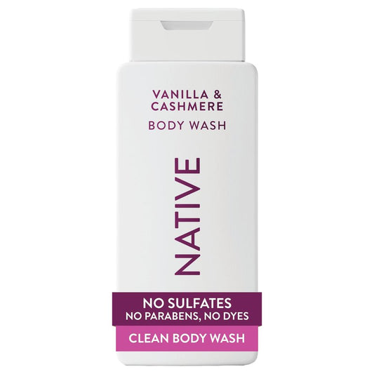 Native Body Wash Contains Naturally Derived Ingredients | For Women & Men, Sulfate, Paraben, & Dye Free Leaving Skin Soft and Hydrated |Vanilla & Cashmere 18 oz