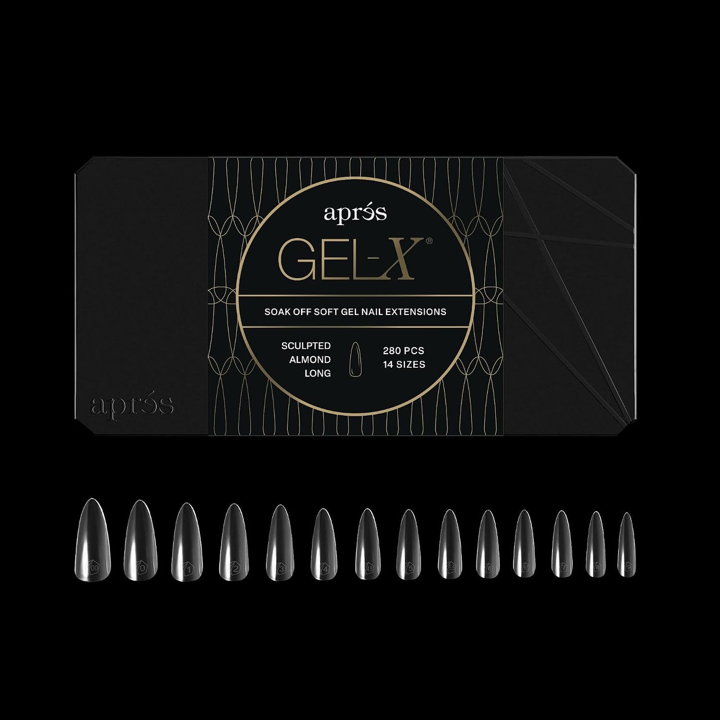 Apres Gel-X® Almond Nail Tips - 280 Soft Tips in 14 Sizes (00-9) | Natural Almond Extra Short