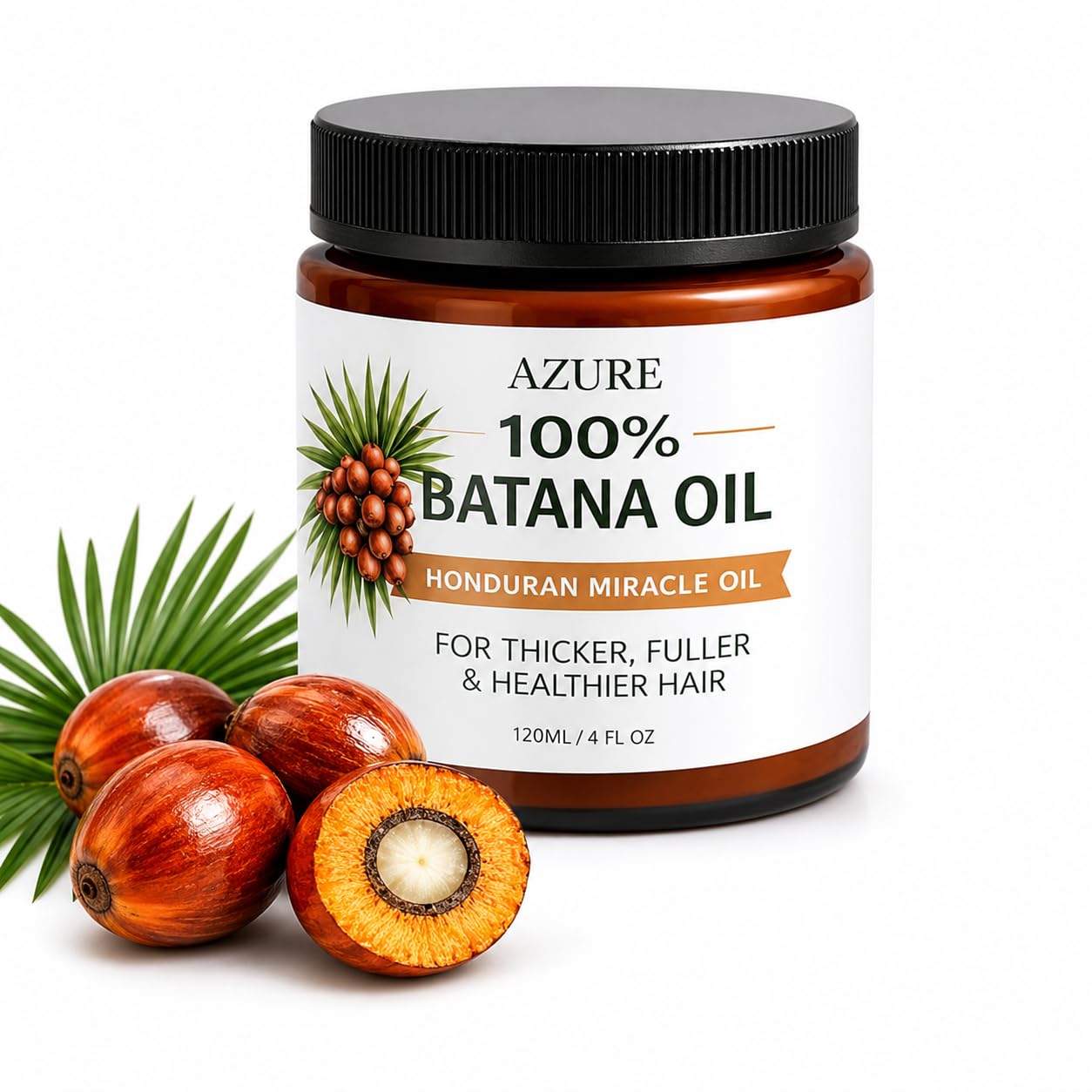 Azure Batana Oil for Hair Growth - Deep Moisture Treatment for Dry, Damaged Hair | 4 Fl Oz