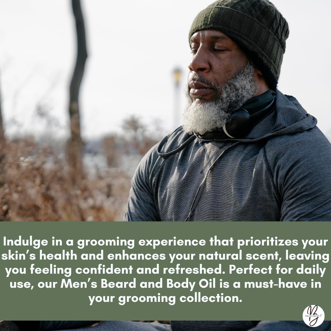 The Blush Spot - Men's Beard Body Balls Oil - Men's triple threat Oil - All-Natural - Softens, Strengthens, and Nourishes Hair & Skin 1 oz